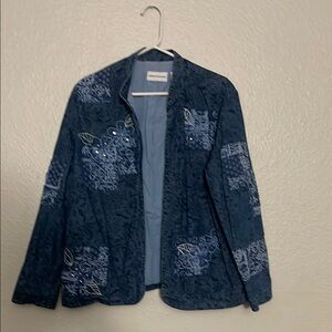 Women's Blue Embroidered Jacket